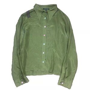 Anna Heylen Silk Shirt Size 42 Bespoke One Of A Kind Button Up Blouse Top Womens